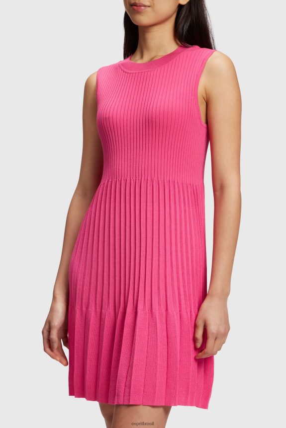 vestido plissado e flare mulheres Esprit rosa fúcsia vestidos 82P6TP385