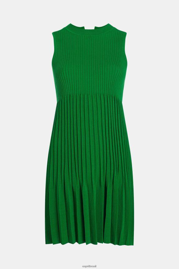vestido plissado e flare mulheres Esprit verde vestidos 82P6TP386