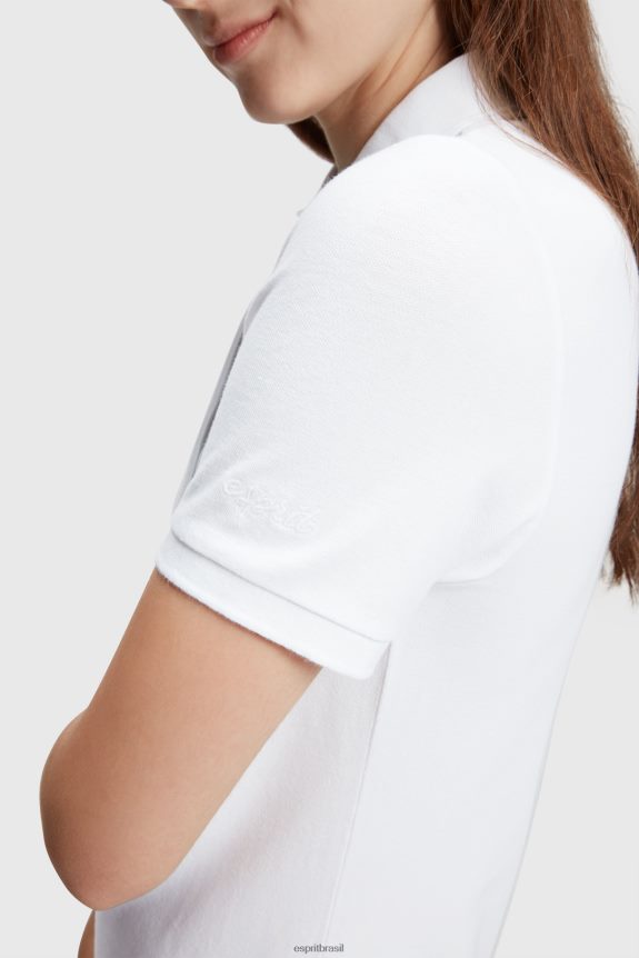 vestido polo clássico do Dolphin Tennis Club mulheres Esprit branco vestidos 82P6TP505