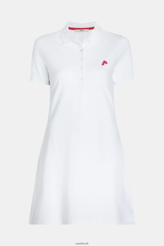 vestido polo clássico do Dolphin Tennis Club mulheres Esprit branco vestidos 82P6TP505
