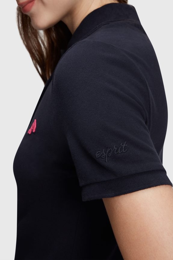 vestido polo clássico do Dolphin Tennis Club mulheres Esprit preto vestidos 82P6TP504