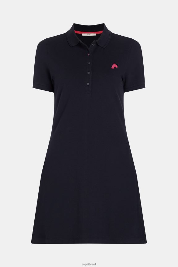vestido polo clássico do Dolphin Tennis Club mulheres Esprit preto vestidos 82P6TP504