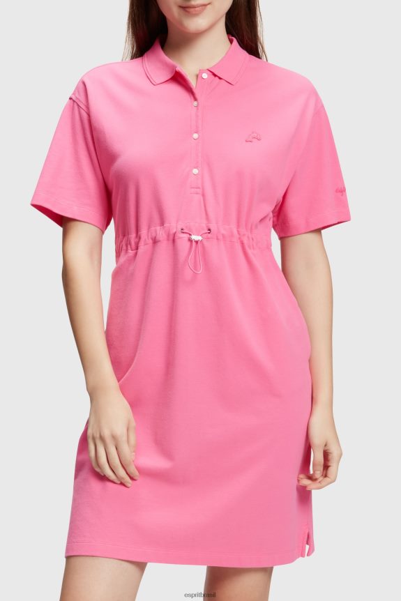 vestido polo plissado Dolphin Tennis Club mulheres Esprit rosa vestidos 82P6TP503