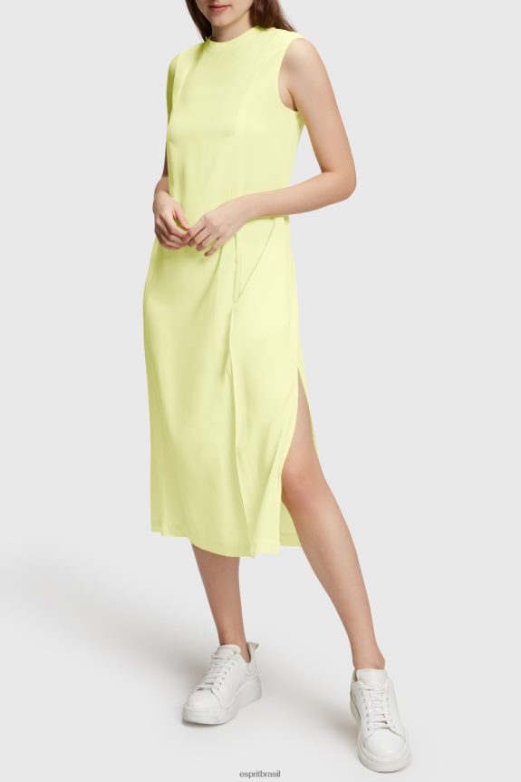 vestido regata de seda rayon mulheres Esprit amarelo limão vestidos 82P6TP452