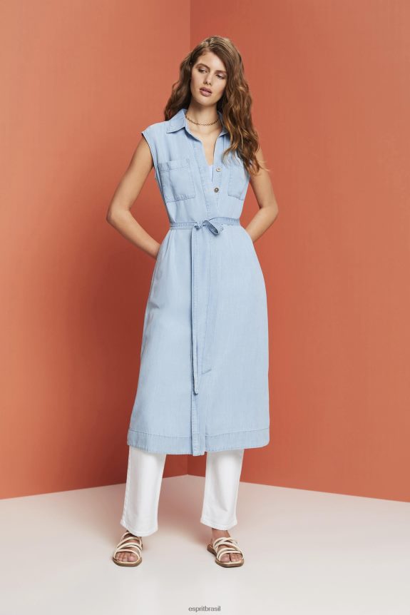vestidos tecidos mulheres Esprit lavagem com luz azul vestidos 82P6TP181