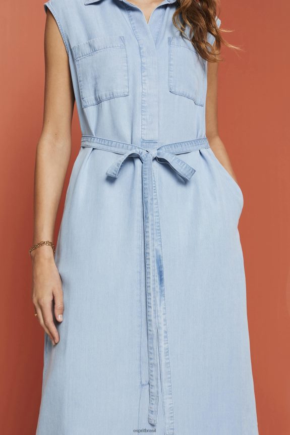 vestidos tecidos mulheres Esprit lavagem com luz azul vestidos 82P6TP181