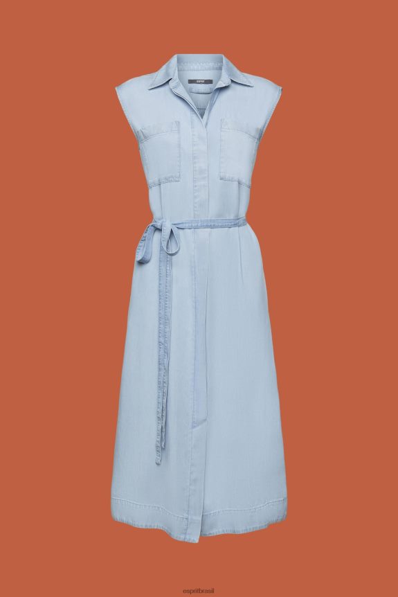 vestidos tecidos mulheres Esprit lavagem com luz azul vestidos 82P6TP181